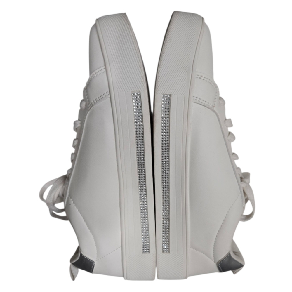 Disney Primark White Rhinestone Mickey Mouse Sneakers Women's Size 9 Silver Trim - Picture 7 of 11